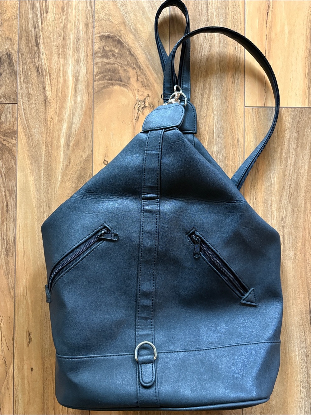 Black leather lined backpack